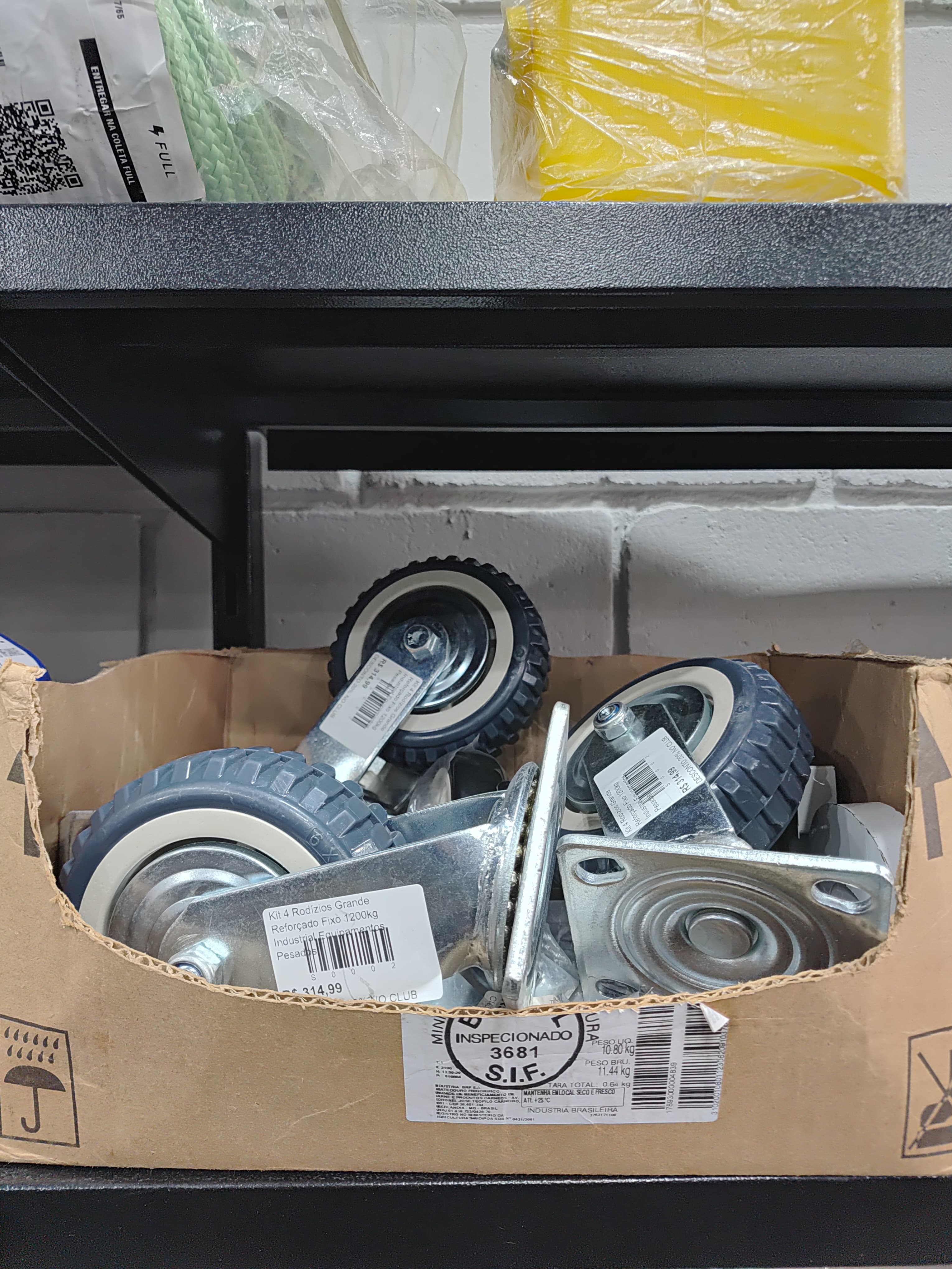 Kit 4 Rodízios Grande Reforçado Fixo 1200kg Industrial Equipamentos Pesados - 1