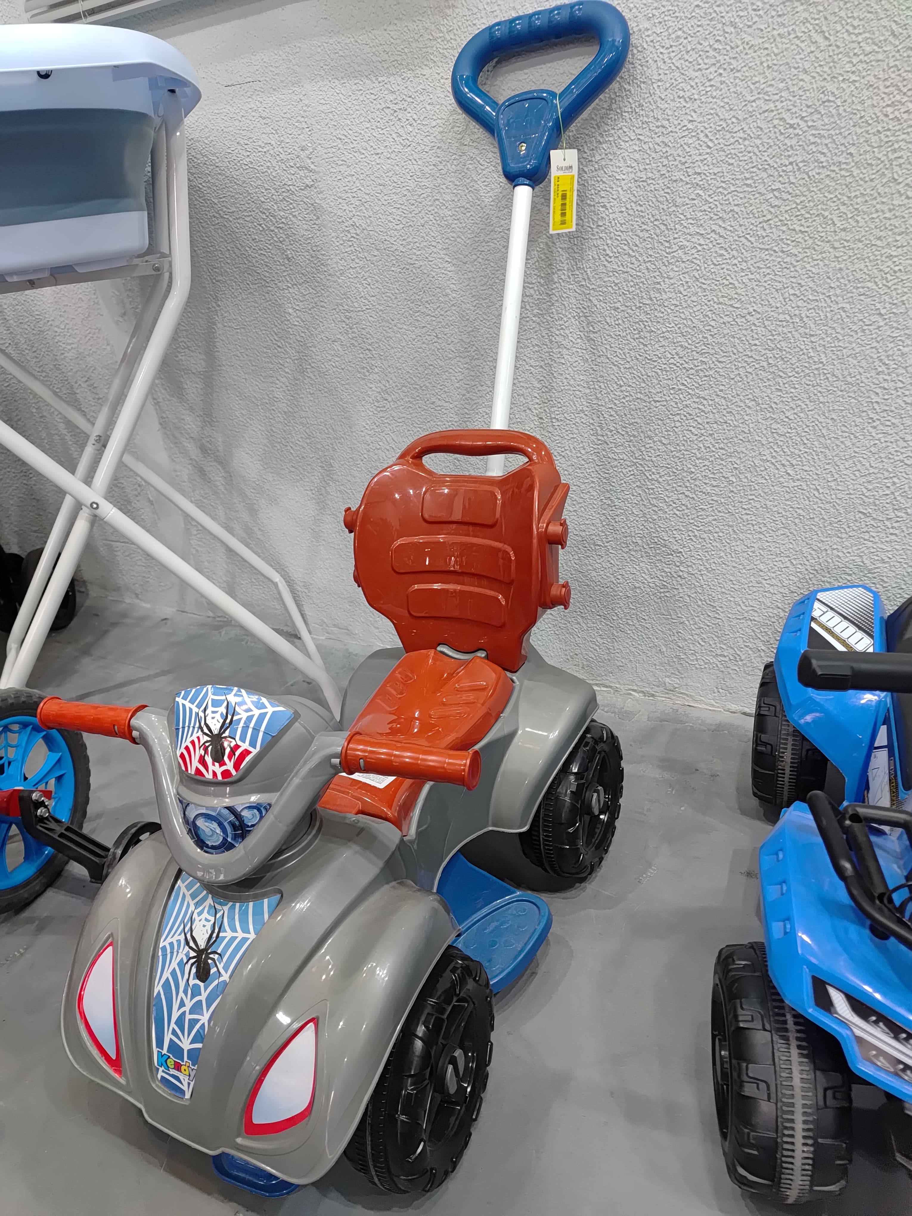 Quadriciclo Moto Infantil Carrinho De Passeio Baby Aranha Azul - 1
